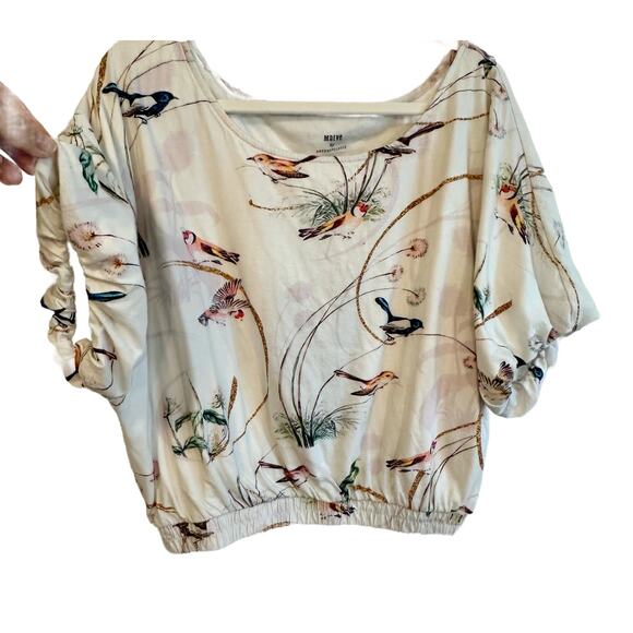 ๐ด Maeve by Anthropologie Floral Bird Super Soft Cotton Top, Size M - Picture 9 of 12